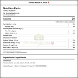Sysco Classic Tomato Whole in Juice 2.84LT/100oz — Nutrition and Ingredients Label — www.chickenpieces.com