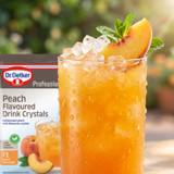 Dr. Oetker peach drink mix 425g canister; Instant peach crystal beverage powder; Bulk peach flavored drink mix- chicken pieces