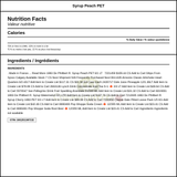 1883 Maison Routin Peach Syrup 1LT/33.81oz (6/Case) — Nutrition and Ingredients Label — www.chickenpieces.com