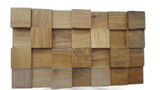 Brown 3D Embossed Block Teak Reclaimed Wood Decorative Wall Panels ( Set Of 4 Panels)- CHICKEN PIECES