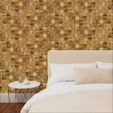 Brown 3D Embossed Block Teak Reclaimed Wood Decorative Wall Panels ( Set Of 4 Panels)- CHICKEN PIECES