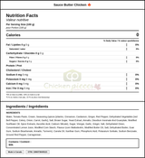 Richardson Butter Chicken Sauce 4L/8.45Lbs — Nutrition and Ingredients Label — www.chickenpieces.com