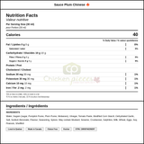 V H Foods Plum Chinese Sauce 128oz/8Lbs — Nutrition and Ingredients Label — www.chickenpieces.com