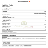 Golden Dragon Plum Chinese Sauce 4L/135.26Lbs — Nutrition and Ingredients Label — www.chickenpieces.com