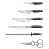 Chuck Hughes 7-Piece Damascus Steel Knife Block Set | High-Carbon Kitchen Knives - CHICKEN PIECES