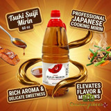 Tsuki Suiji Mirin 60 oz jug for professional kitchens Japanese sweet cooking seasoning for teriyaki glaze and sushi rice Tsuki brand 60oz mirin for restaurants and catering-CHICKEN PIECES
