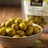 Divina pitted Frescatrano green olives 2 lb tub Buttery and mild green pitted olives for martini garnishes Bulk case of Divina Frescatrano olives for food service-CHICKEN PIECES