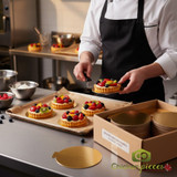 Enjay Gold Mono-portion Round Pastry Boards 500 Count Professional Individual Dessert Boards With Handling Tab Bulk Case Of Enjay Laminated Gold Mini Pastry Bases-chicken Pieces