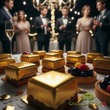 Matisse 7kg pail of gold glitter mirror glaze; Professional gold sparkling pastry glaze; Bulk ready-to-use cold application mirror glaze.-CHICKEN PIECES