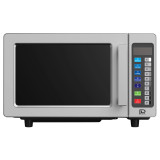 Royal Sovereign 0.9 cu ft stainless steel commercial microwave Interior view of commercial microwave with no turntable glass base Stackable Royal Sovereign 1000W commercial microwave for restaurants