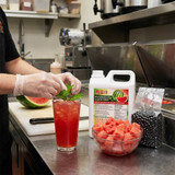 Cosine Strawberry fruit syrup with pulp in boba tea drink bulk supply Calgary