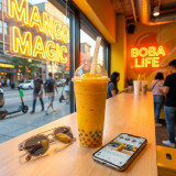 Cosine Strawberry fruit syrup with pulp in boba tea drink bulk supply Calgary