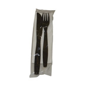 Hy Stix Black Plastic Cutlery Kits, 3 Piece, Knife, Fork, Napkin | 250UN/Unit, 1 Unit/Case