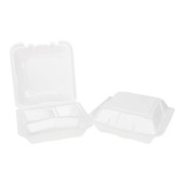 Gordon Choice 3 Compartment Hinged White Foam Containers, 9 X 9 X 3.5In | 2X75UN/Unit, 1 Unit/Case