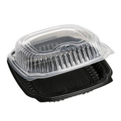 Anchor 39oz 1 Compartment Hinged Black & Clear Polypropylene Containers, Microwaveable, 9 X 9In | 100UN/Unit, 1 Unit/Case