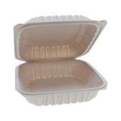 Earth Choice 35oz 1-Compartment Hinged White Plastic Containers, 8.5X8.8X3.1In | 146UN/Unit, 1 Unit/Case