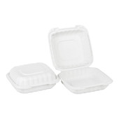 Earth Choice 32oz 1 Compartment Hinged Square White Plastic Containers, 8X8X3In, Smartlock, Tfp, Ecology Friendly | 200UN/Unit, 1 Unit/Case