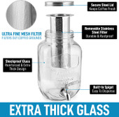  Airtight Cold Brew Coffee Maker with EXTRA-THICK Glass