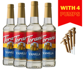 Torani Syrup Vanilla, 25.4 Ounces  With Pumps  Bundle (Pack of 4)