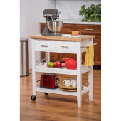 TRINITY White 3-Tier Wood Kitchen Cart with Drawers - A Functional and Stylish Culinary Companion- Chicken Pieces