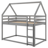 Chicken Pieces Twin over Twin Low Bunk Bed with House Design and Ladder - Perfect for Kids' Room 