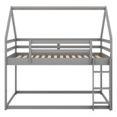 Chicken Pieces Twin over Twin Low Bunk Bed with House Design and Ladder - Perfect for Kids' Room 