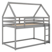 Chicken Pieces Twin over Twin Low Bunk Bed with House Design and Ladder - Perfect for Kids' Room 