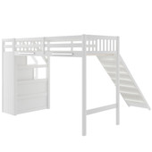 Chicken Pieces Twin Size Loft Bed with Storage and Slide - Space-Saving and Fun for Kids 