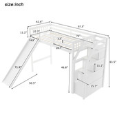 Chicken Pieces Twin Size Loft Bed with Storage and Slide - Space-Saving and Fun for Kids 