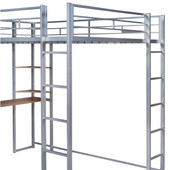 Chicken Pieces Full Size Metal Loft Bed with 2 Shelves and one Desk | Modern Space-Saving Design 