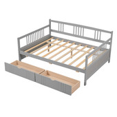 Chicken Pieces Full Size Daybed Wood Bed with Two Drawers | Space-Saving and Functional Design 