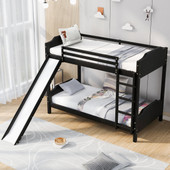 Chicken Pieces Twin over Twin Size Upholstery Bunk Bed with Convertible Slide and Ladder; Headboard and Footboard 