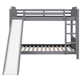 Chicken Pieces Twin over Twin Size Upholstery Bunk Bed with Convertible Slide and Ladder; Headboard and Footboard 