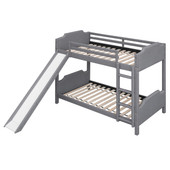 Chicken Pieces Twin over Twin Size Upholstery Bunk Bed with Convertible Slide and Ladder; Headboard and Footboard 