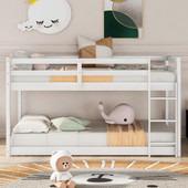 Chicken Pieces Twin over Twin Floor Bunk Bed with Ladder | Space-Saving and Sturdy Design 
