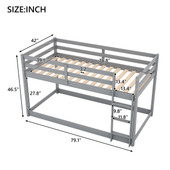 Chicken Pieces Twin over Twin Floor Bunk Bed with Ladder | Space-Saving and Sturdy Design 
