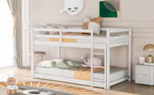 Chicken Pieces Twin over Twin Floor Bunk Bed with Ladder | Space-Saving and Sturdy Design 