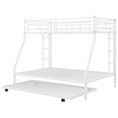 Chicken Pieces Twin over Full Bed with Trundle - Sturdy Steel Frame and Two-Side Ladders 