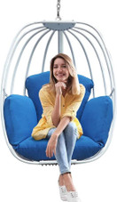 Chicken Pieces Aluminum Egg-Shaped Hammock Swing Chair with Weatherproof Cushion and Hanging Kit  