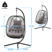 Chicken Pieces Rattan Weather Resistant Foldable Hanging Hammock Egg Chair with Stand for Patio 