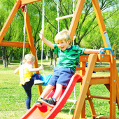 Chicken Pieces Wooden Swing Set with Slide | Outdoor Playset for Toddlers | Swing-N-Slide Set Kids Climbers 