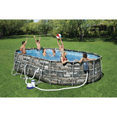 coleman Coleman 20' Power Steel Comfort Jet Oval 48" Deep Metal Frame Above Ground Pool 