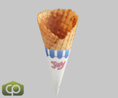 JOY Large Wide Mouth Jacketed Waffle Cone - 198/Case for Gourmet Ice Cream Delights
