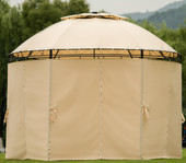 Chicken Pieces Outdoor Gazebo Steel Fabric Round Soft Top - Patio Dome Gazebo with Removable Curtains  