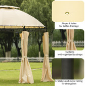 Chicken Pieces Outdoor Gazebo Steel Fabric Round Soft Top - Patio Dome Gazebo with Removable Curtains  