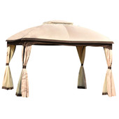 Chicken Pieces Patio Outdoor Gazebo - Double Roof Canopy with Mosquito Netting | 9.8 Ft. W x 11.8 Ft. D 