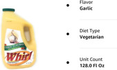Whirl Garlic Flavored Oil Butter Substitute 3.78L/1 Gallon | Bulk Food Service