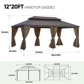 Chicken Pieces Patic Gazebo | Alu Gazebo with Steel Canopy | Outdoor Permanent Hardtop 12*20FT  