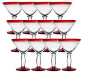 Libbey Aruba 15 oz. Martini Glass with Bold Red Rim - 12/Case-Chicken Pieces