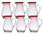 Libbey Aruba 56 oz. Bold Red-Rimmed Pitcher Set - 6/Case-Chicken Pieces